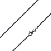 925 Sterling Silver 2mm Moon Cut Bead Ball Black Chain